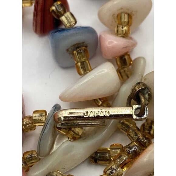 Shell  Necklace Choker Vintage Multi Strands Pastel Colors 13” Japan - Picture 8 of 8